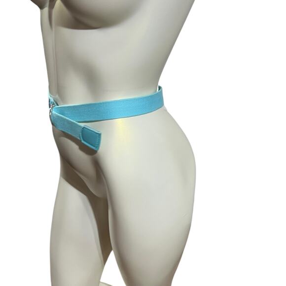 Vintage Adjustable Light Blue Fabric Belt - Small/Medium Waist - Picture 2 of 16